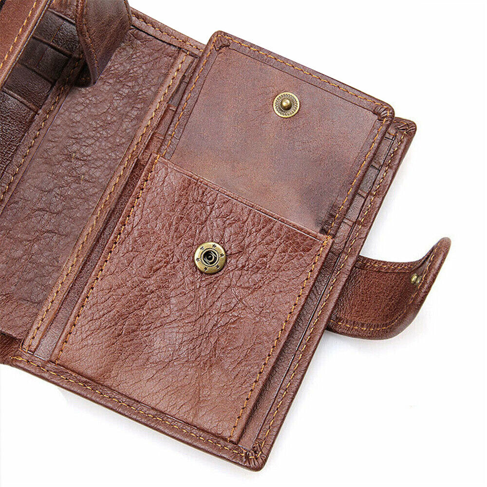 RFID Blocking Slim Leather Trifold Wallet With Credit Card Holder For Men