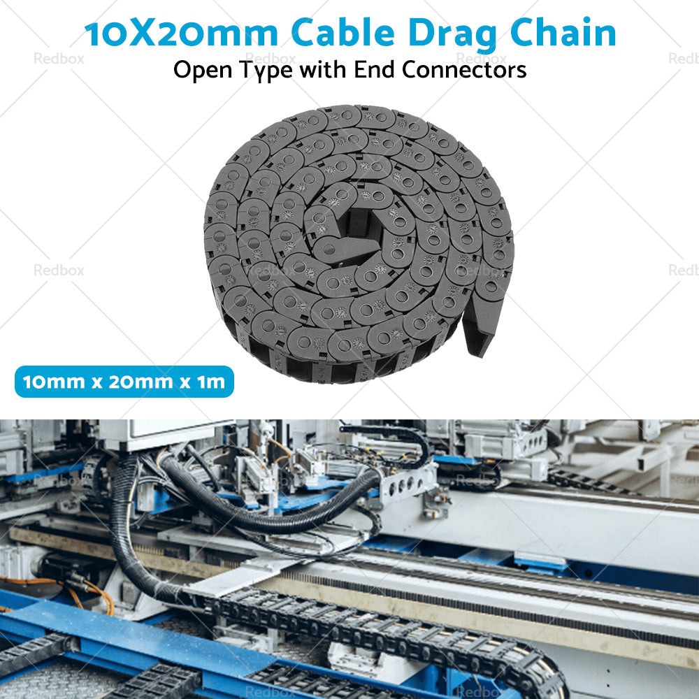 {{ 10mmX20mm 1Meter Drag Chain Cable Carrier Open Type with End Connectors Plastic }} - Buy Car Parts Online at {{ Kaka Auto Parts }}.