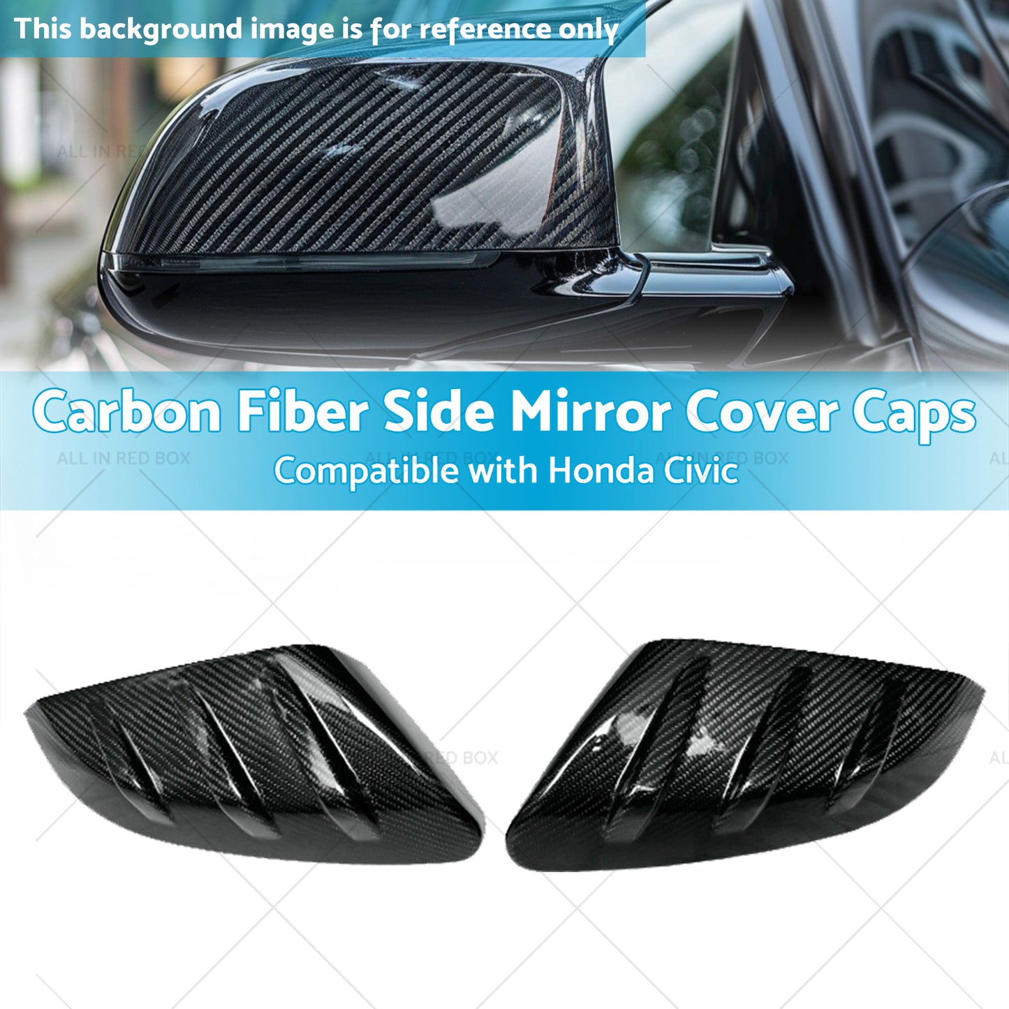 {{ 2x Carbon Fiber Side Mirror Cover Caps Suitable for 16-21 Honda Civic }} - Buy Car Parts Online at {{ Kaka Auto Parts }}.