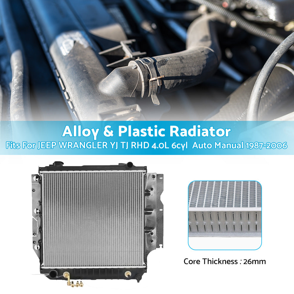 {{ RADIATOR FIT JEEP WRANGLER YJ TJ RHD 4. 0L 6cyl  1987-2006? Auto  and  Manual }} - Buy Car Parts Online at {{ Kaka Auto Parts }}.
