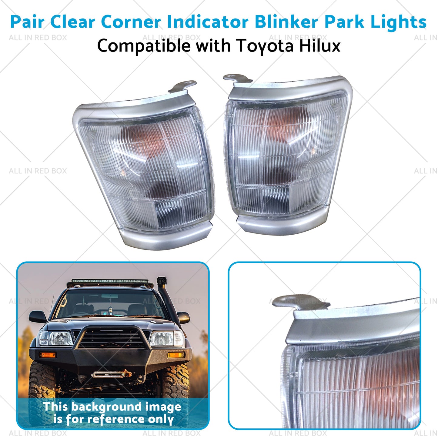 {{ Pair Clear Corner Indicator Blinker Park Lights Suitable for 97-01 Toyota Hilux }} - Buy Car Parts Online at {{ Kaka Auto Parts }}.