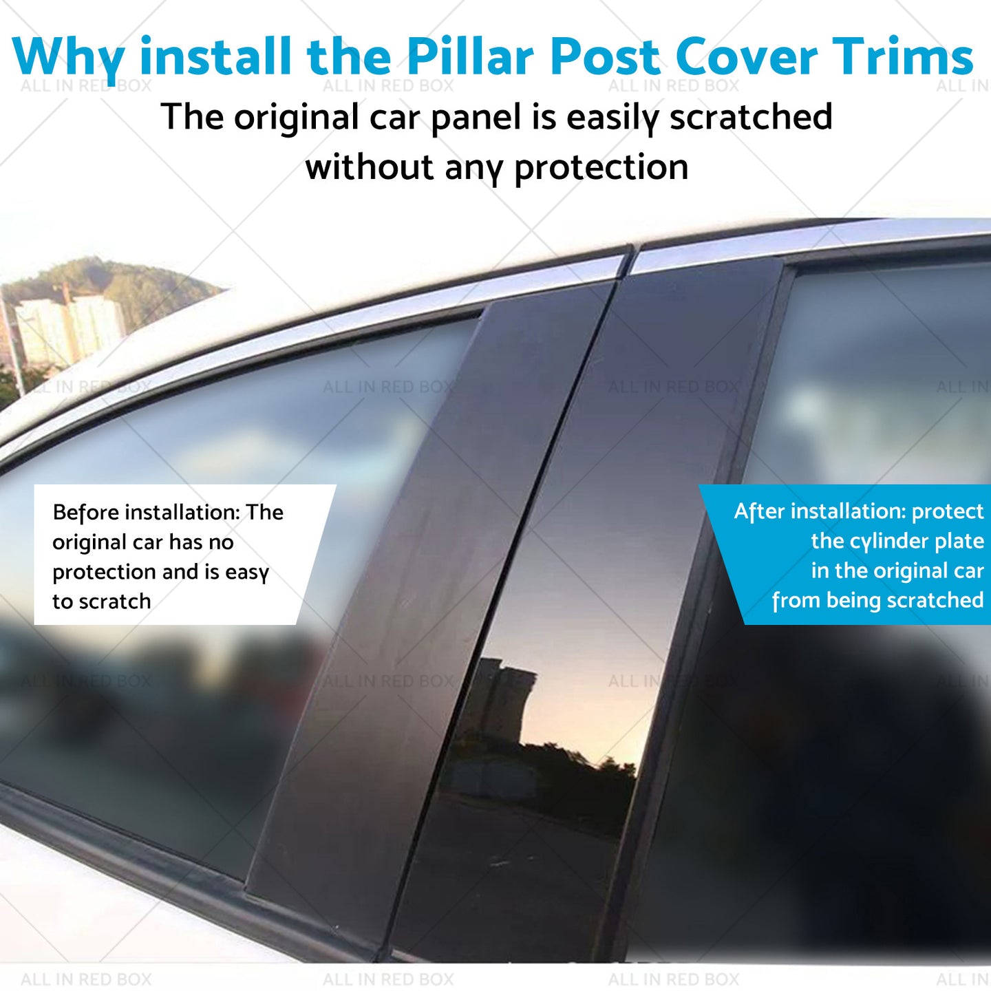 {{ 6x Black Pillar Post Cover Trims Suitable for Infiniti G35 G37 Sedan 02-13 }} - Buy Car Parts Online at {{ Kaka Auto Parts }}.