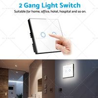 {{ 87x87mm Touch Wall Light Switch LED 2 Gang 1way Touch Glass Switch }} - Buy Car Parts Online at {{ Kaka Auto Parts }}.