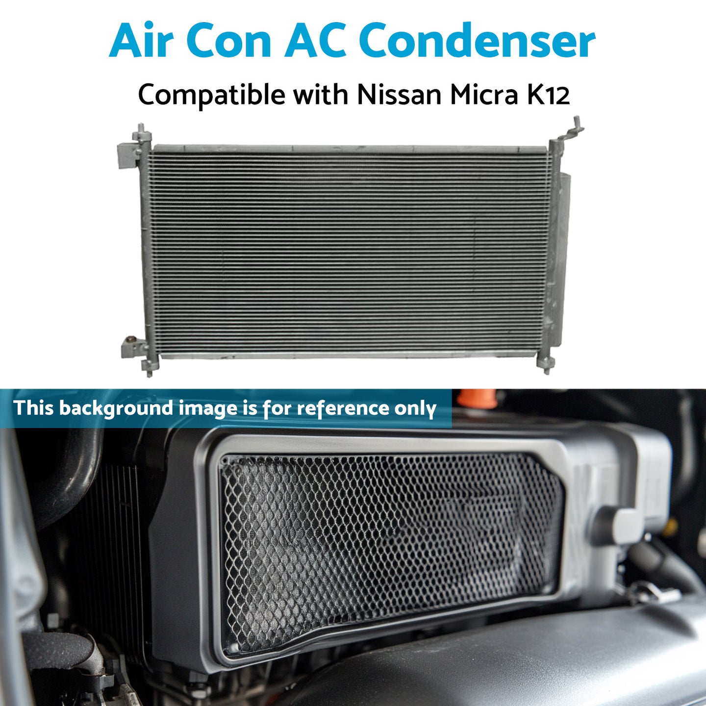 {{ Air Con AC Condenser Suitable for Nissan Micra K12 07/2007-08/2010 650mm 16mm }} - Buy Car Parts Online at {{ Kaka Auto Parts }}.