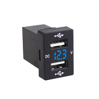 Dual USB Charger + Volt Meter Suitable For Toyota Hilux Prado Blue LED 12V 4.2A