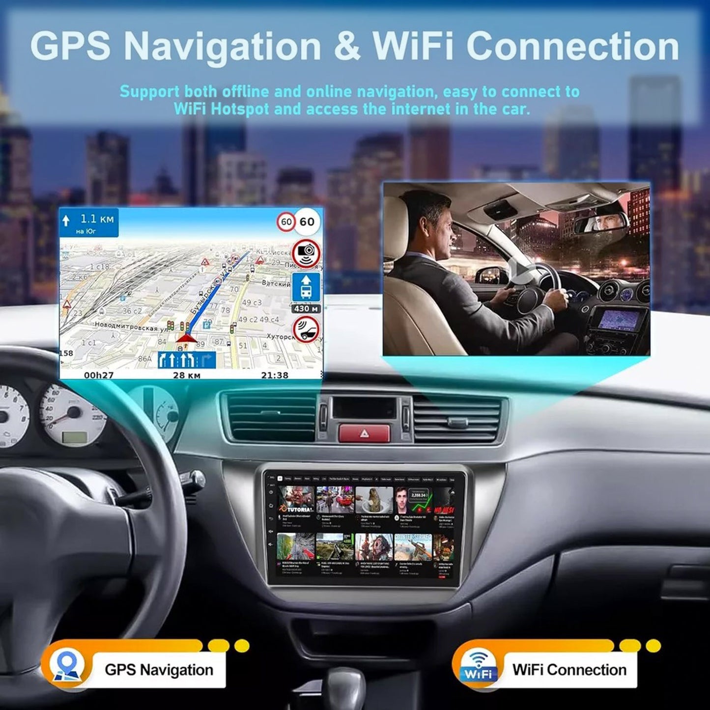 4GB+64GB CarPlay Android 13 Stereo Suitable for Mitsubishi Lancer 2003-2007