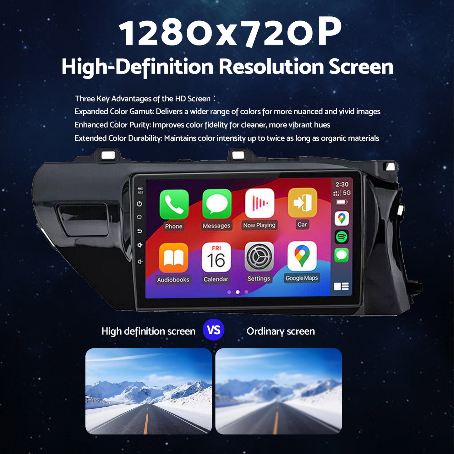 Carplay Android Auto Camera Navi Head Unit Suitable for Toyota Hilux 2015-2022 With Apple Carplay Android Auto