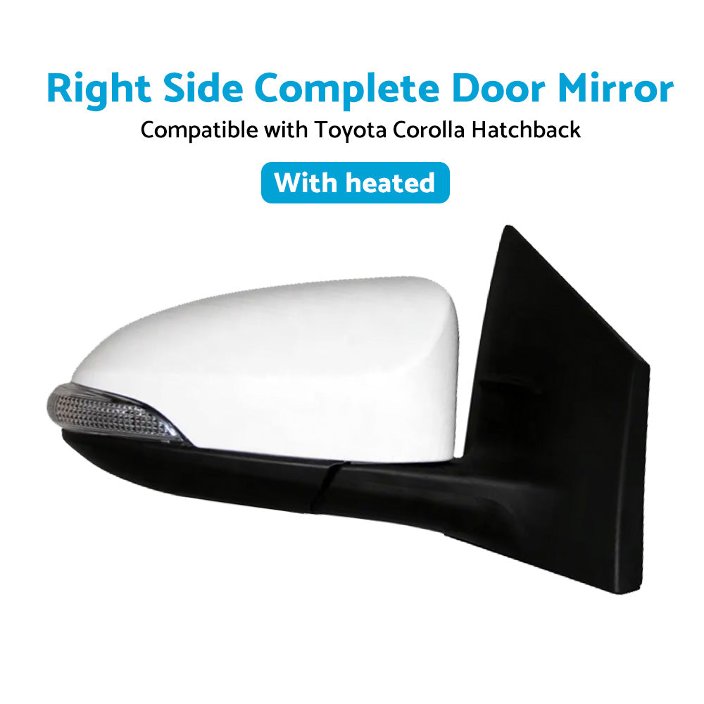 {{ Door Mirror Suitable for Toyota Corolla ZRE182 12-18 Hatch Right White Heated }} - Buy Car Parts Online at {{ Kaka Auto Parts }}.