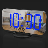 Digital Alarm Clock with Mirror LED Display Suitable For Wall & Bedroom, Snooze Function, Dim Mode
