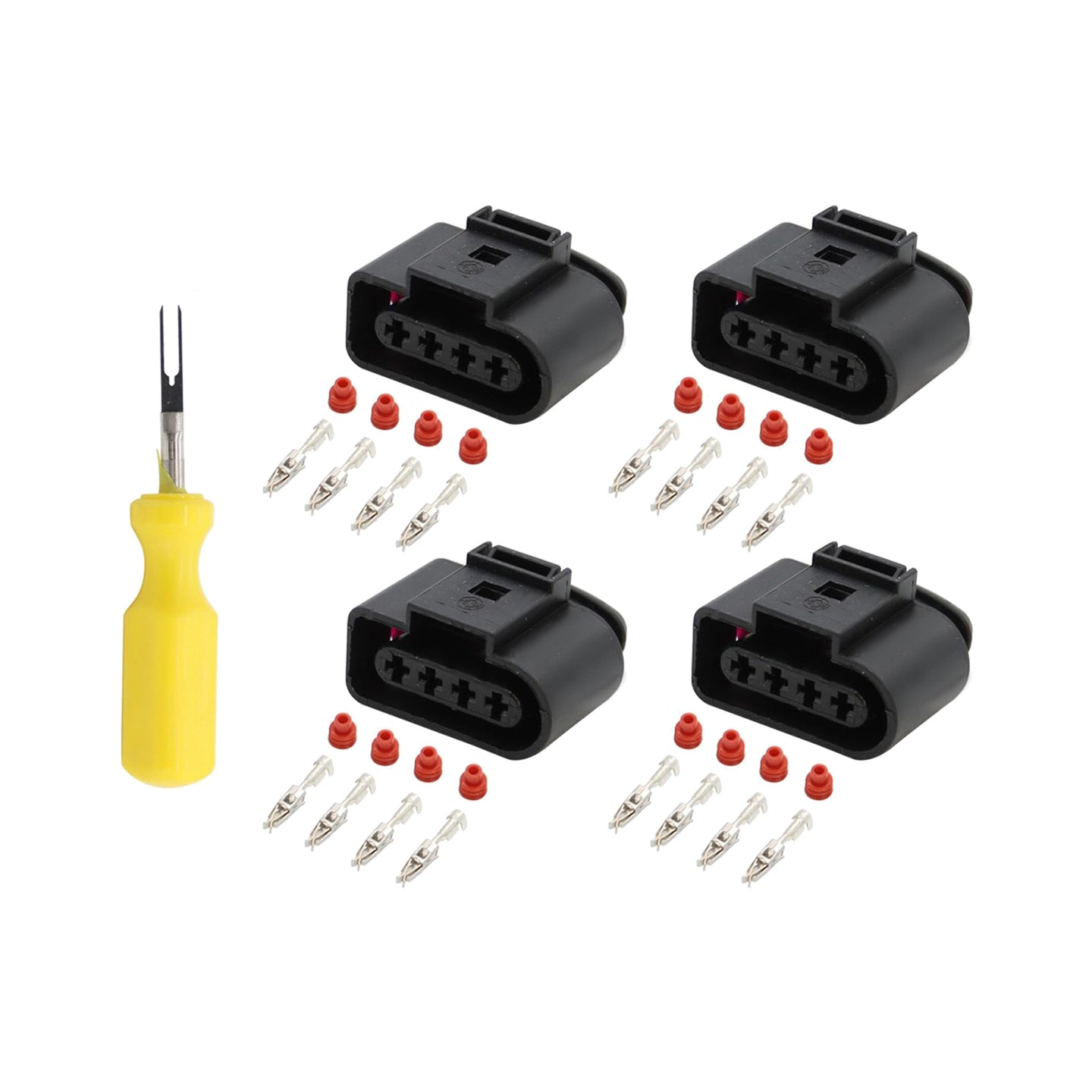 {{ 4x Ignition Coil Connector Repair Kit 4Way Female Suitable for Audi VW 4B0973724 }} - Buy Car Parts Online at {{ Kaka Auto Parts }}.
