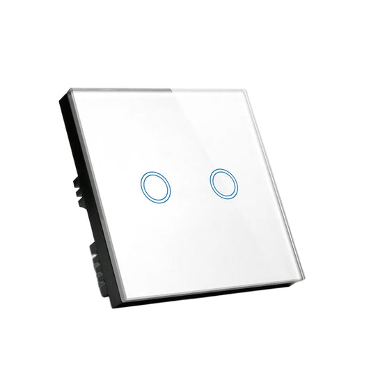 87x87mm LED Touch Wall Light Switch 2-Gang 1-Way Suitable For Home & Office Installation
