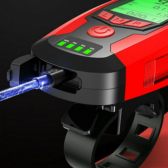 compare product LED Bicycle Headlight with Horn and Speedometer USB-Rechargeable Front Bike Light Suitable For Bicycles