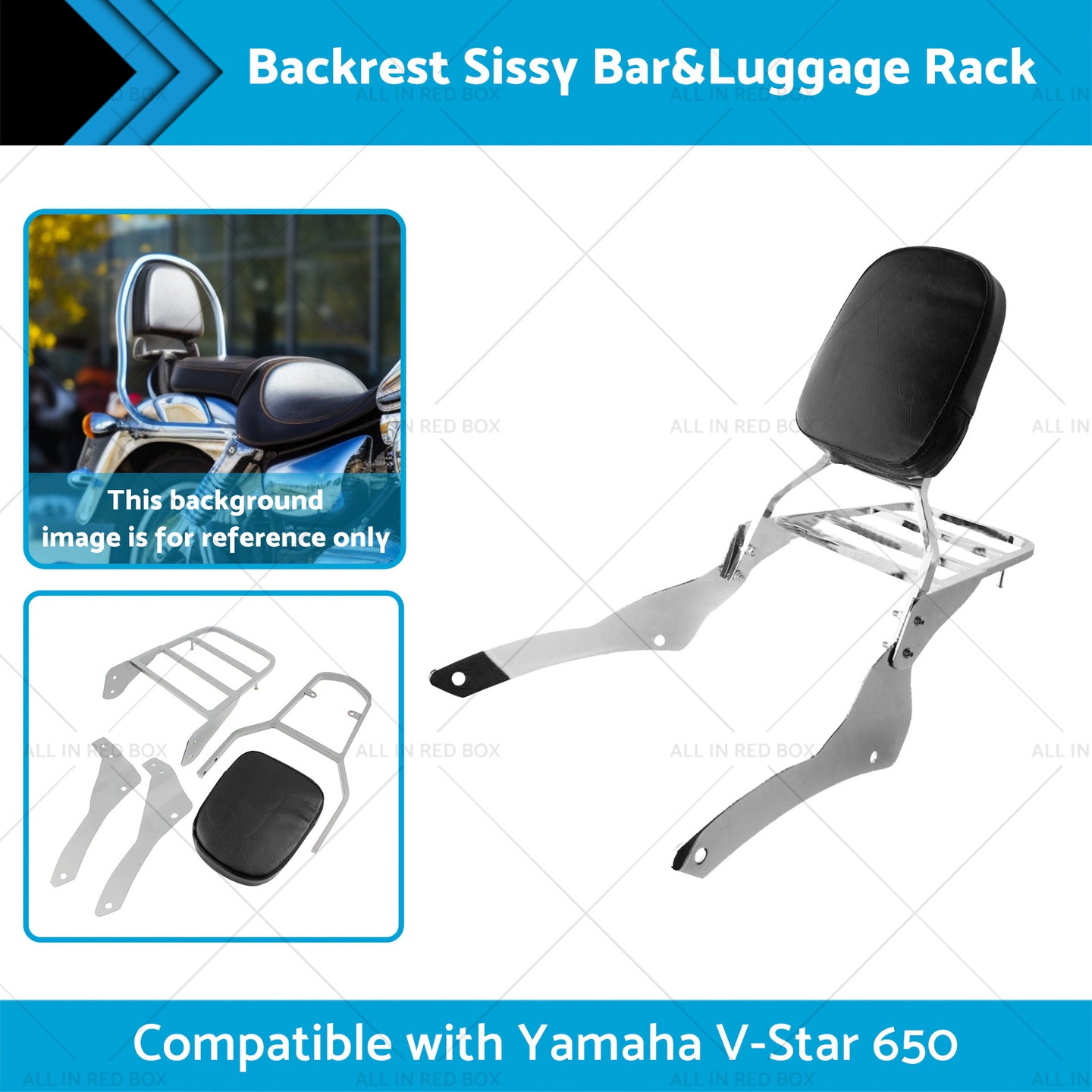 {{ Chrome Backrest Sissy Bar Luggage Rack Suitable for Yamaha Vstar 400 650 98-18 }} - Buy Car Parts Online at {{ Kaka Auto Parts }}.
