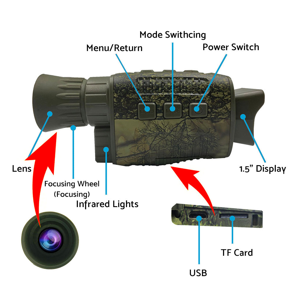 5x IR Night Vision Monocular Zoom Digital HD Telescope With 4K Video Camera Suitable For Hunting