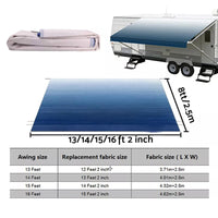 PVC Vinyl Awning Fabric Blue Fade 13-16FT Suitable For RV Caravan Trailer Camper