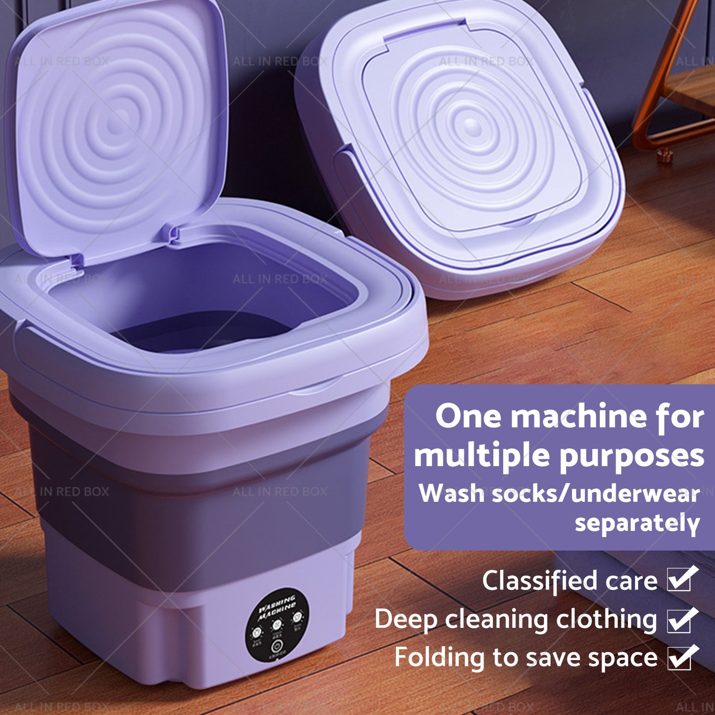 {{ 8L Foldable Washing Machine Portable 3 Modes Deep Cleaning Automatic Washer 240V }} - Buy Car Parts Online at {{ Kaka Auto Parts }}.