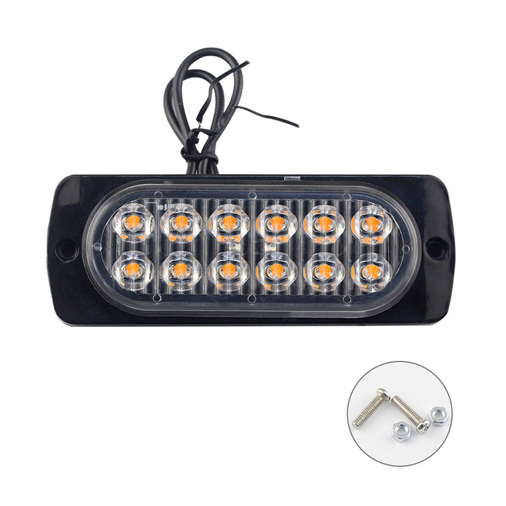 12 LED Strobe Light Emergency Warning Beacon White Amber 12V/24V