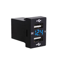 Dual USB Charger + Volt Meter Suitable For Toyota Hilux Prado Blue LED 12V 4.2A