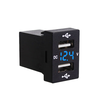 compare product Dual USB Charger + Volt Meter Suitable For Toyota Hilux Prado Blue LED 12V 4.2A