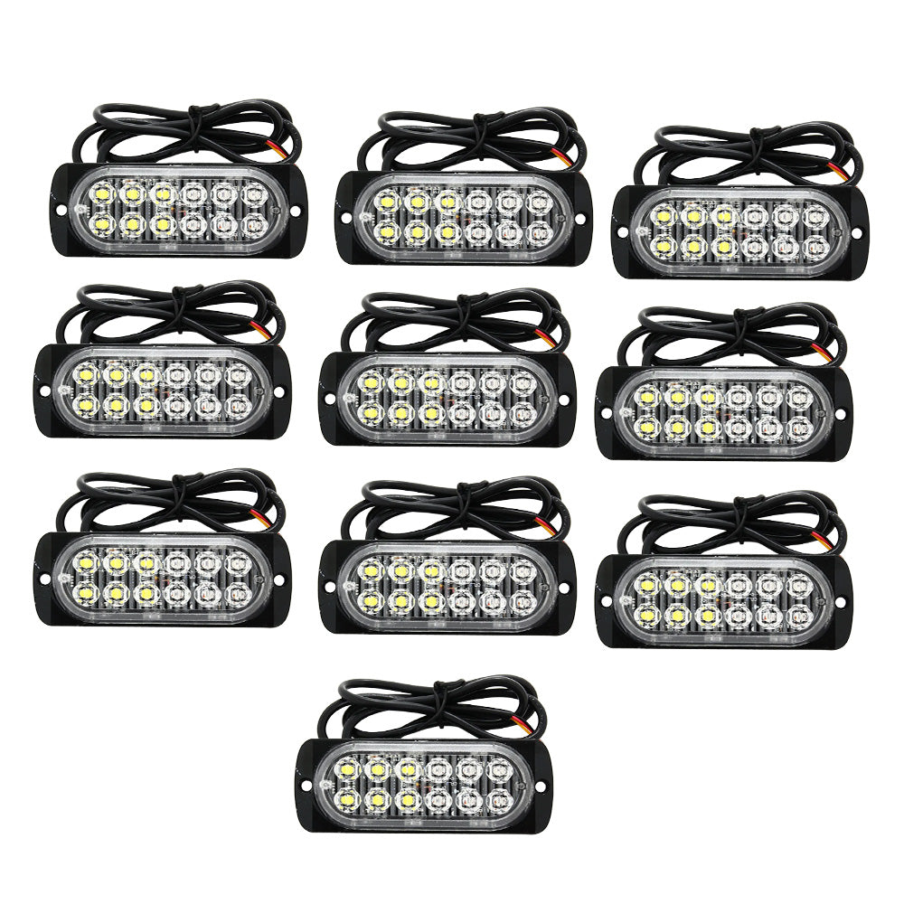 10x Amber & White LED Car Emergency Beacon Warning Strobe Lights Flashing Hazard
