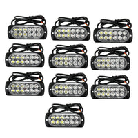 10x Amber & White LED Car Emergency Beacon Warning Strobe Lights Flashing Hazard