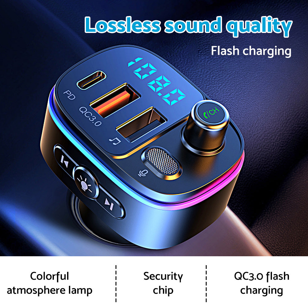 Bluetooth-compatible FM Transmitter Wireless Car Radio Adapter USB Charger Call