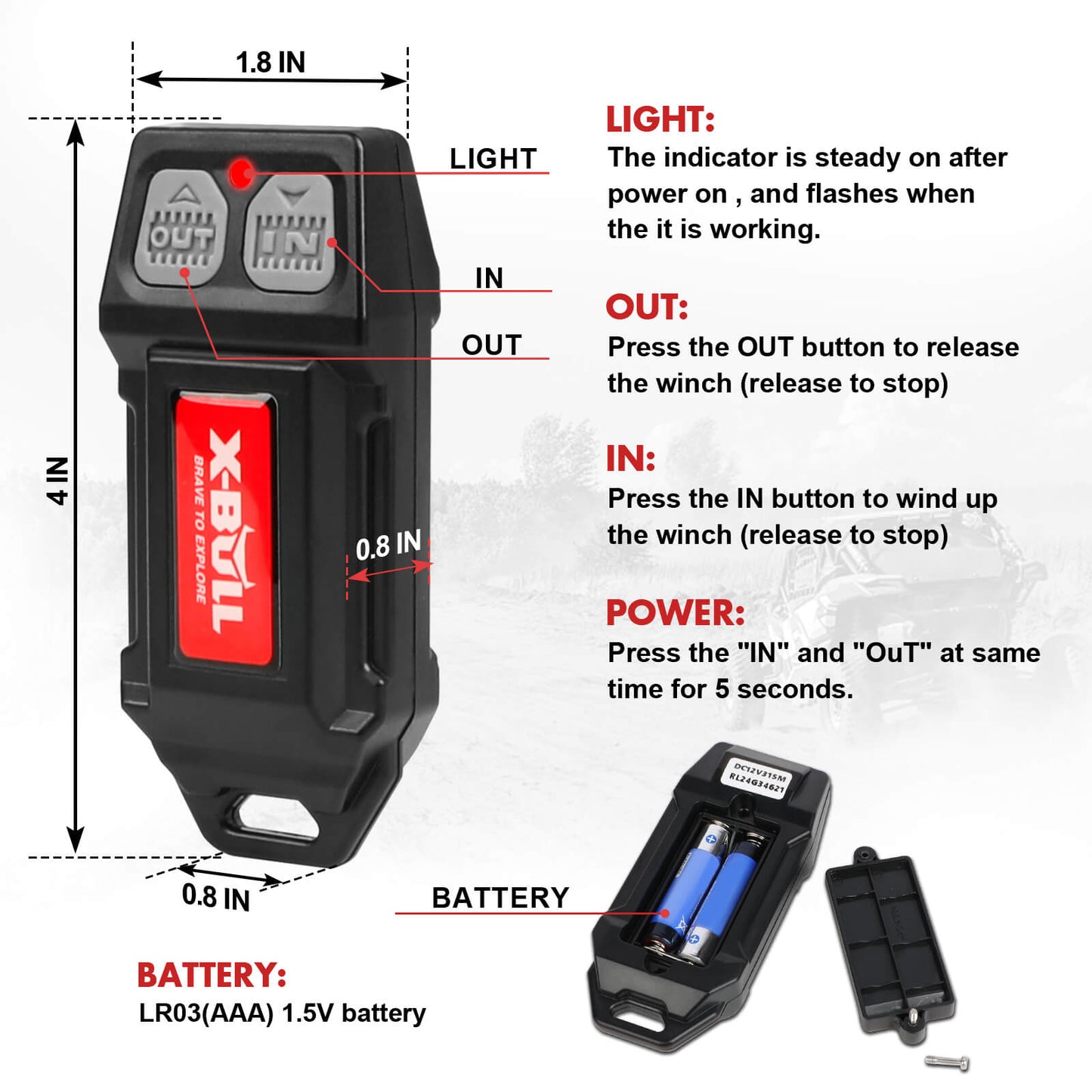 {{ 12V Winch Remote Twin Handset Set Suitable For Solenoid Operated Electric Winch }} - Buy Car Parts Online at {{ Kaka Auto Parts }}.