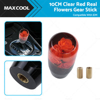 {{ 10CM Clear Red Real Flowers Manual Gear Stick Shift Knob Lever Shifter }} - Buy Car Parts Online at {{ Kaka Auto Parts }}.