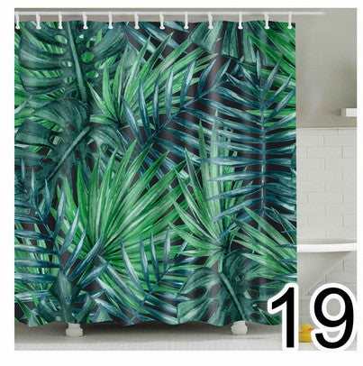 {{ Bathroom Fabric Shower Curtain 12 Hook Set Water Resistant Tropical Plants Panel }} - Buy Car Parts Online at {{ Kaka Auto Parts }}.