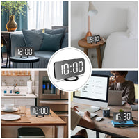 Digital Alarm Clock with Mirror LED Display Suitable For Wall & Bedroom, Snooze Function, Dim Mode