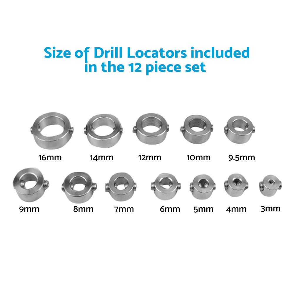 Drill Stop Collar Set 3mm-16mm Drilling Bit Depth Stopper Ring Woodworking