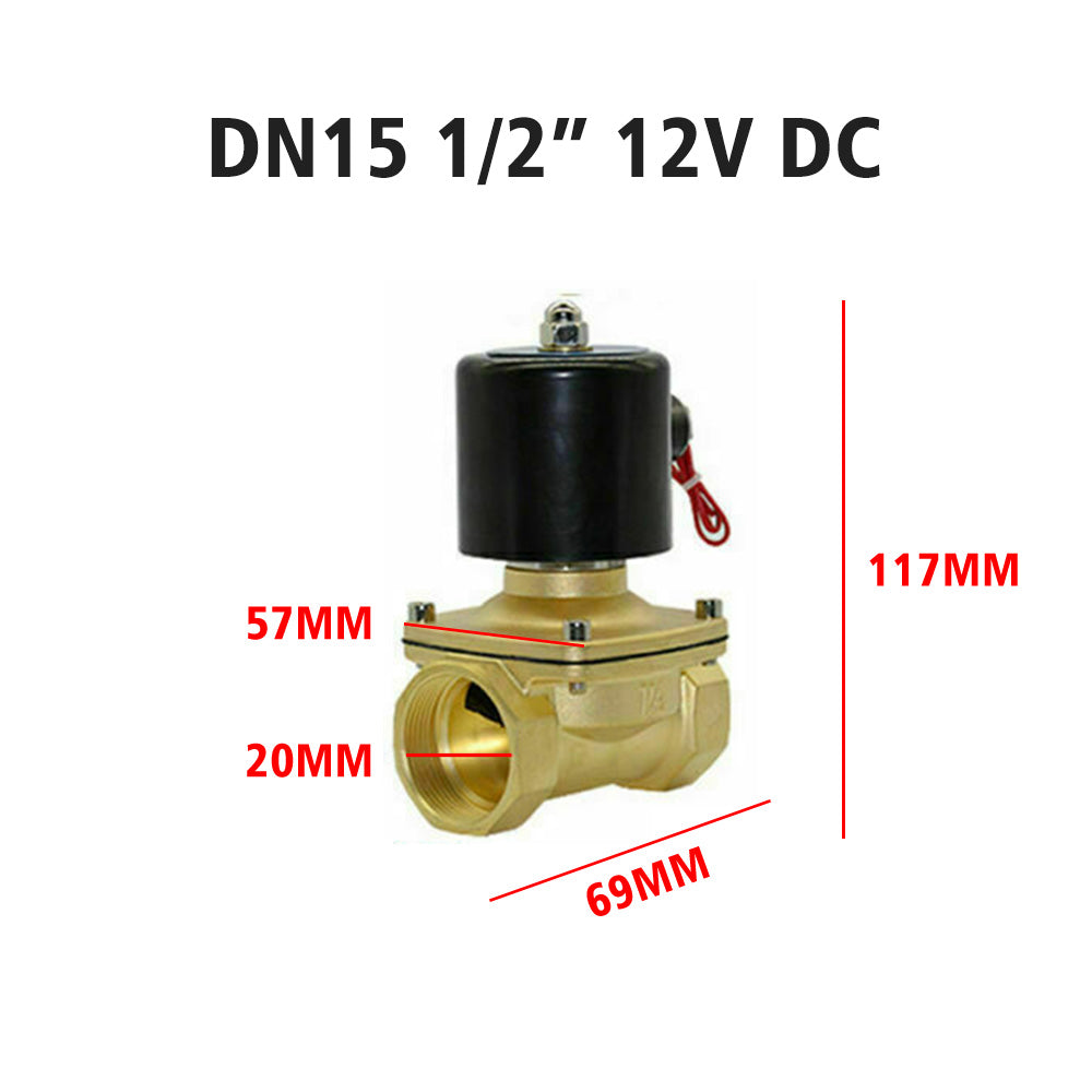 {{ 2 Way Electric Solenoid Valve Water Air Brass N/C Gas Oil Normally Closed DC 12V }} - Buy Car Parts Online at {{ Kaka Auto Parts }}.