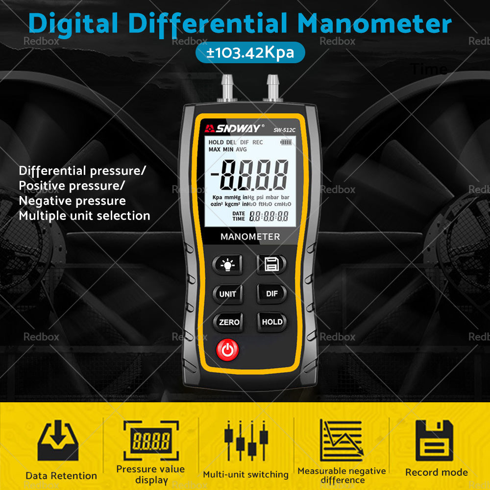 {{ Digital Differential Manometer 隆脌103. 42KPa Air Pressure Meter Digital }} - Buy Car Parts Online at {{ Kaka Auto Parts }}.