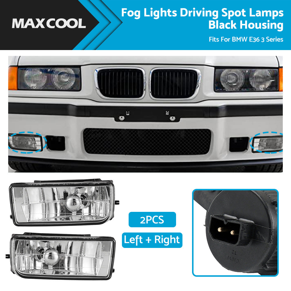 {{ 2PCS Fog Lights Driving Spot Lamps Black Housing Fits For BMW 92-98 E36 3 Series }} - Buy Car Parts Online at {{ Kaka Auto Parts }}.
