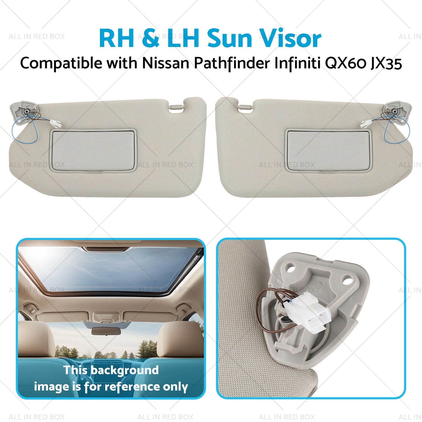 {{ RH&LH Grey Sun Visor W/Mirror Suitable for Nissan Pathfinder Infiniti QX60 JX35 }} - Buy Car Parts Online at {{ Kaka Auto Parts }}.
