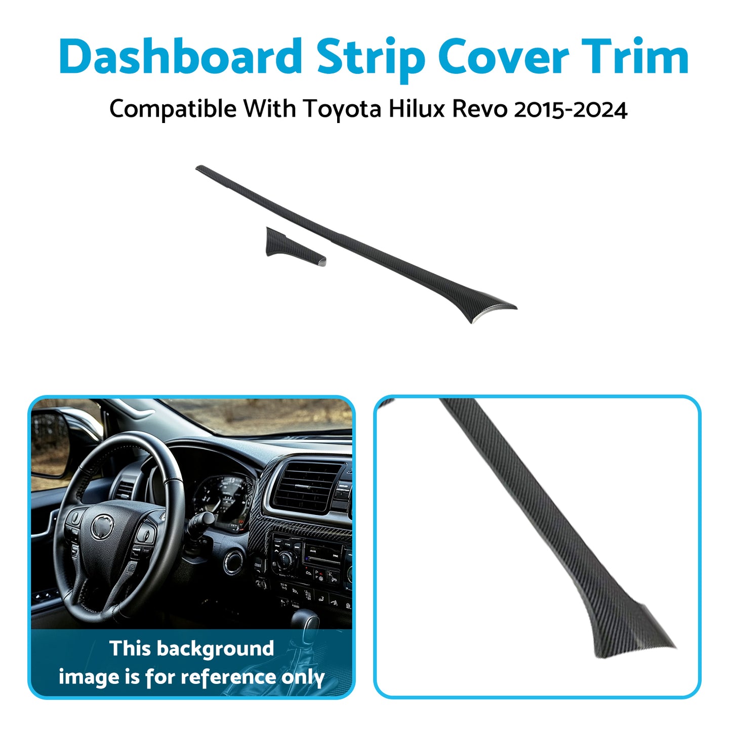 {{ ABS Carbon Dashboard Strip Cover Trim Suitable For  Toyota Hilux Revo 2015-2024 }} - Buy Car Parts Online at {{ Kaka Auto Parts }}.