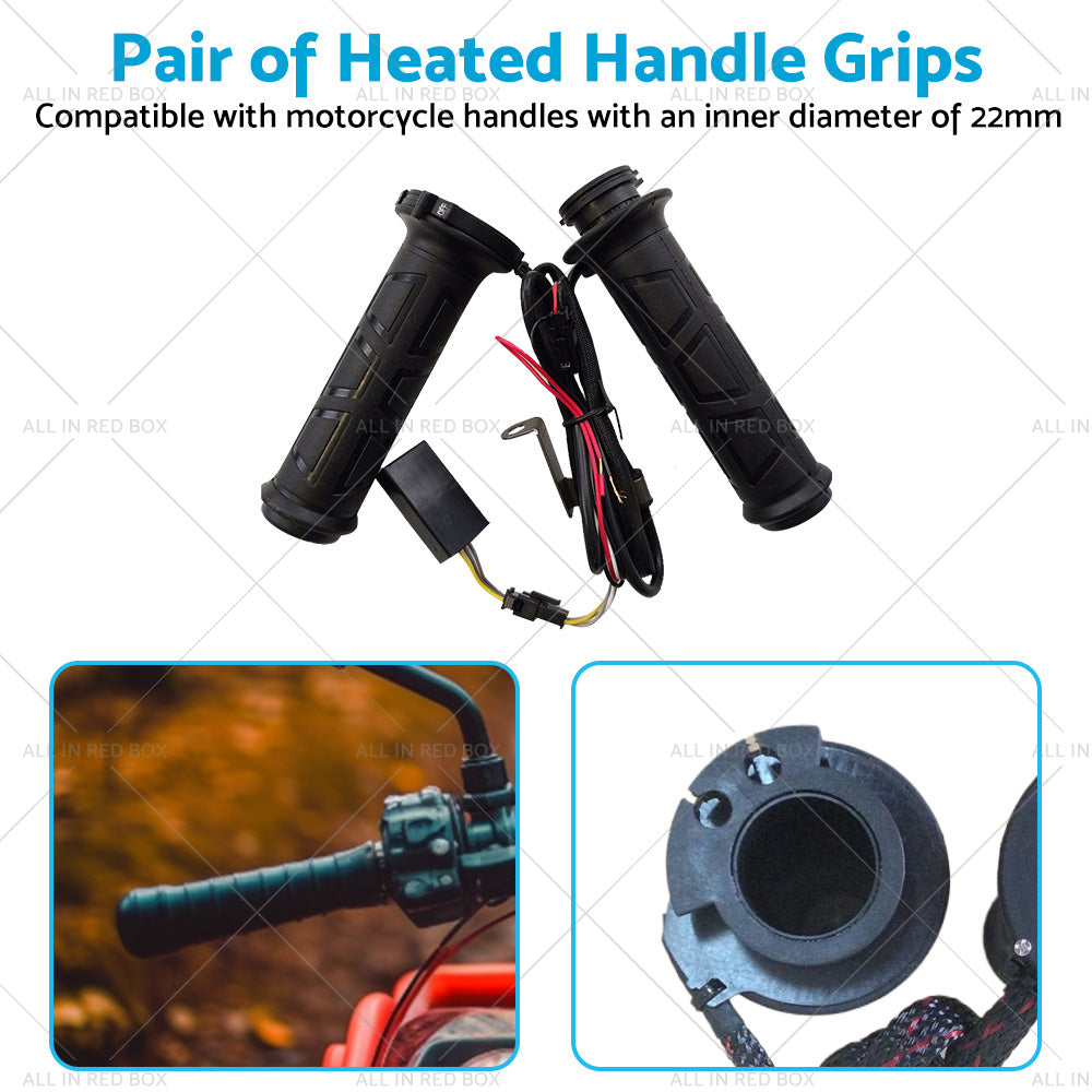 {{ 12v Motorcycle Heated Hand Rubber Grips 22mm 7 8'' Handlebar Grip Adjustable Hot }} - Buy Car Parts Online at {{ Kaka Auto Parts }}.