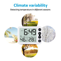 Small Mini Digital Clock with Temperature Display Suitable For Travel, LCD LED, Alarm, Battery Operated – Black & White