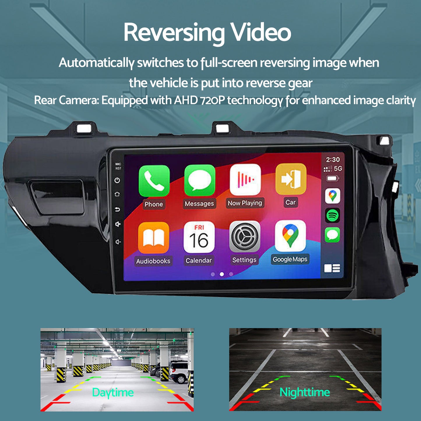 Carplay Android Auto Camera Navi Head Unit Suitable for Toyota Hilux 2015-2022 With Apple Carplay Android Auto