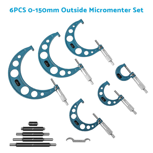6x Precision Outside Micrometers 0-150mm Suitable For Machinist – Carbide 0.01mm