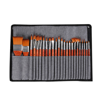 compare product 25 Pcs Artist Paint Brushes Watercolour Acrylic Oil Painting Brush With Case Set